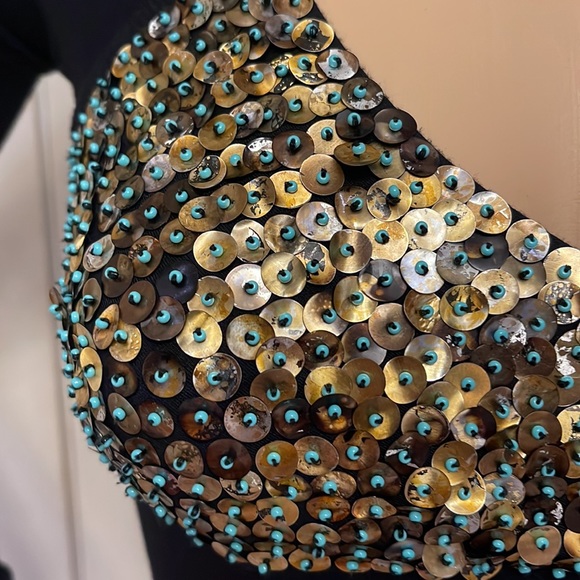 - Thamara Capelao beaded crisscross strap slight asymmetric hem Flowy Blac… - Picture 7 of 10